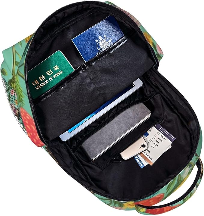 Backpack Multipurpose Anti-Theft Large Capacity Bookbag, Cartoon Under Sea Ocean Jellyfish Flowers Art Travel Hiking Daypack With Side Pockets
