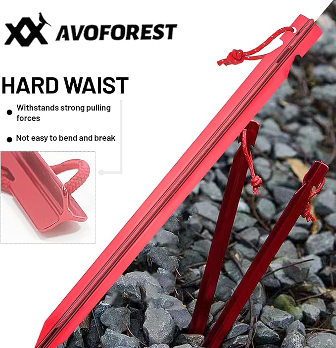 20pcs Tent Stakes,AVOFOREST 7.1 inch Ultralight Aluminum Ground Stakes Rustproof Portable Tent pegs,Camping Stakes for Beach,Garden,Hiking (Red)