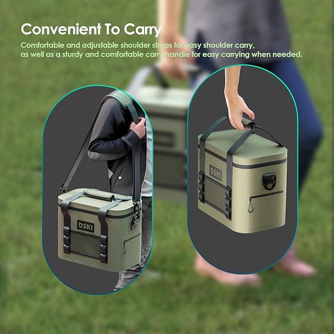 34 Can Soft Cooler Soft Ice Bag Deep Freeze Cooler Ice Chest Collapsible Leak-Proof for Beach Coolers Travel Cooler for Camping, Kayaking, Fishing