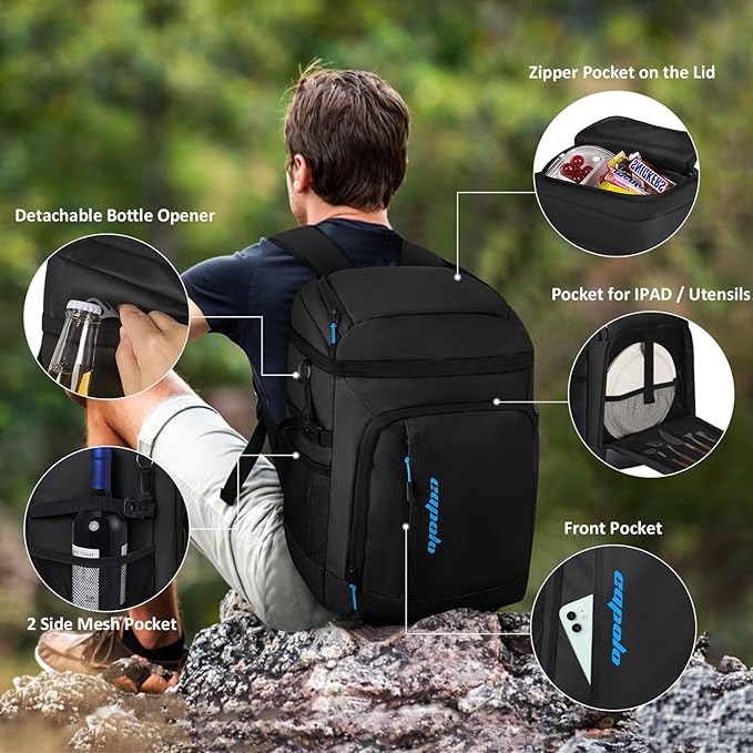 Capolo Cooler Backpack Insulated Leak Proof 36/45 Cans, Soft Camping Bacpack Cooler Thermal Bag Ice Chest, Portable Waterproof Travel Cooler Bag for Lunch Beach Picnic Shopping