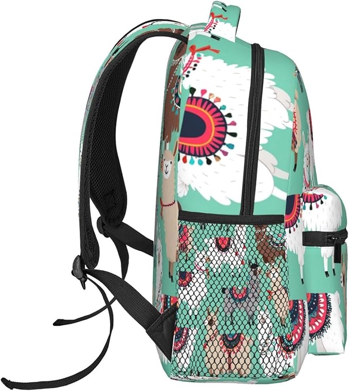 Lightweight Backpack for Gym Travel Bicycle, Big Capacity Multipurpose Anti-Theft Carry On Bag, Alpaca Llama Animal Travel Hiking Bag Day Pack