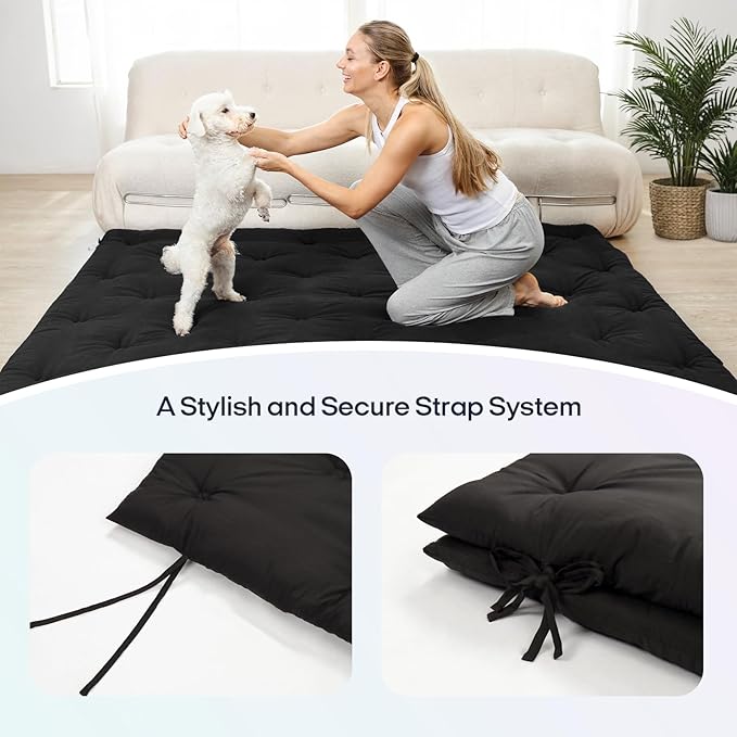Syrinx Water Resistant Japanese Futon Mattress, Full Size 75"x54", 2.5 Inch Thick Japanese Floor Mattress Tatami Mat, Foldable Floor Bed Sleeping Pad for Dormitory Guest Room Camping