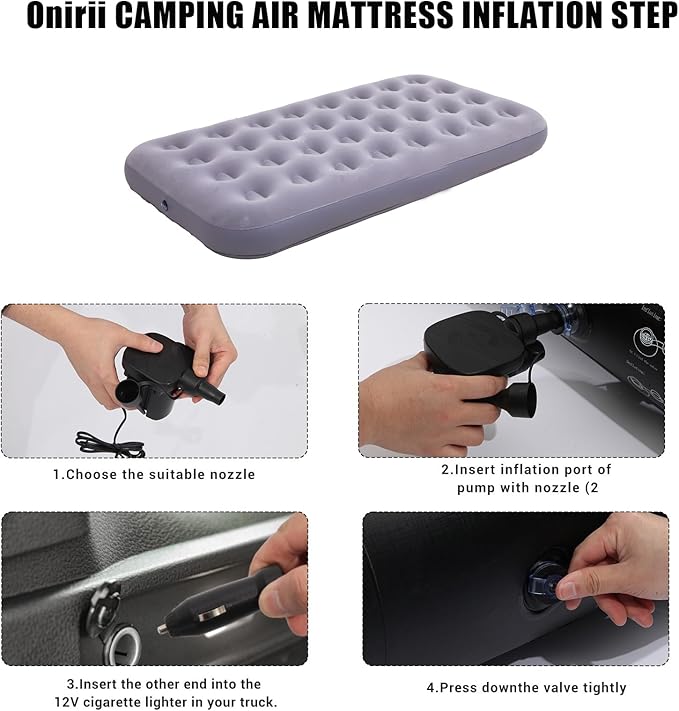 Twin Size Single Camping Air Mattress Bed with Air Pump,75"x 39"Thickened Portable Inflatable Mattress Blow Up Air Mattress,Travel Sleeping Bed Pad for Camping Home Hiking(Gray)