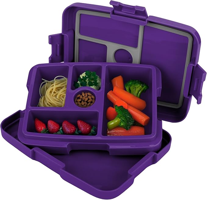 FOCO NFL Unisex-Adult Officially Licensed 2-Tone Big Logo Team Color Football Leak Proof 5 Compartment Bento Lunch Box - Minnesota Vikings