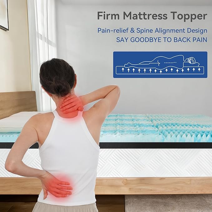 Firm Mattress Topper Twin XL Size 3 Inch, Pain Relieving Foam Bed Topper for Extra Support, 5-Zone Memory Foam&High-Density Foam Mattress Pad, CertiPUR-US Certified