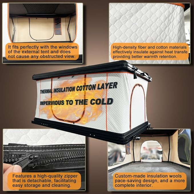 Hard Shell Roof Top Tent with Adjustable Crossbars, 4-Season Waterproof Pop-up Tent with Detachable Thermal Insulation Liner, Anti-Condensation Mat & USB Power Hub for Trucks, SUVs, Vans
