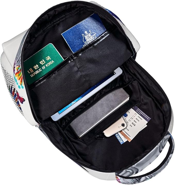 Casual Daypack Multipurpose Anti-Theft Large Capacity Carry On Bag, Lion Feather Flower Butterflies Art Casual Daypack Climbing Shoulder Bag With Padded Straps