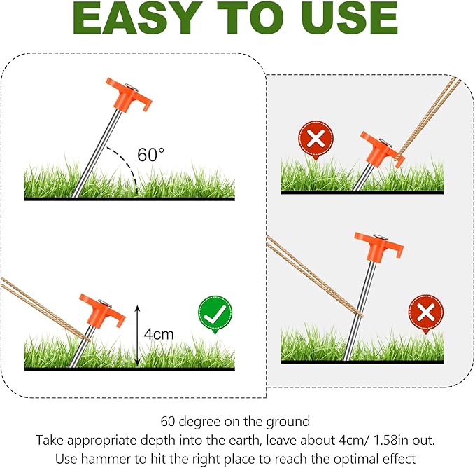 10PCS Tent Stakes Heavy Duty,7.1Inch Tent Pegs Non-Rust Metal Camping Stakes,Ground Stakes Tent Spikes Camping,Hiking Orange
