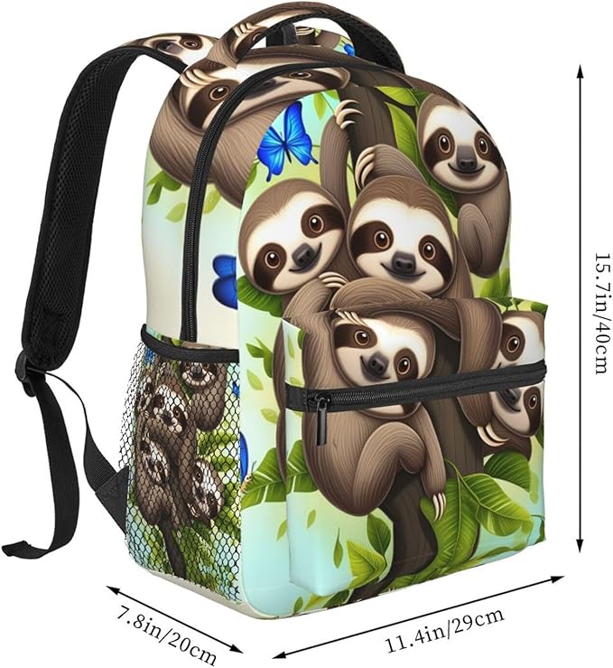 Lightweight Rucksack for Sports Travel Running, Big Capacity Multipurpose Anti-Theft Bookbag, The Happy Time Of The Sloth Family Art Travel and Sport Backpack Rucksack