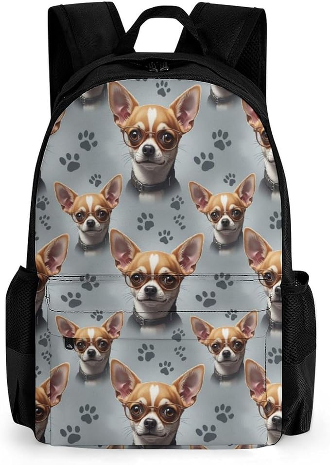 Rucksacks Multipurpose Anti-Theft Big Capacity Bookbag, Funny Chihuahua Dog Art Travel Hiking Camping Rucksack With Padded Straps