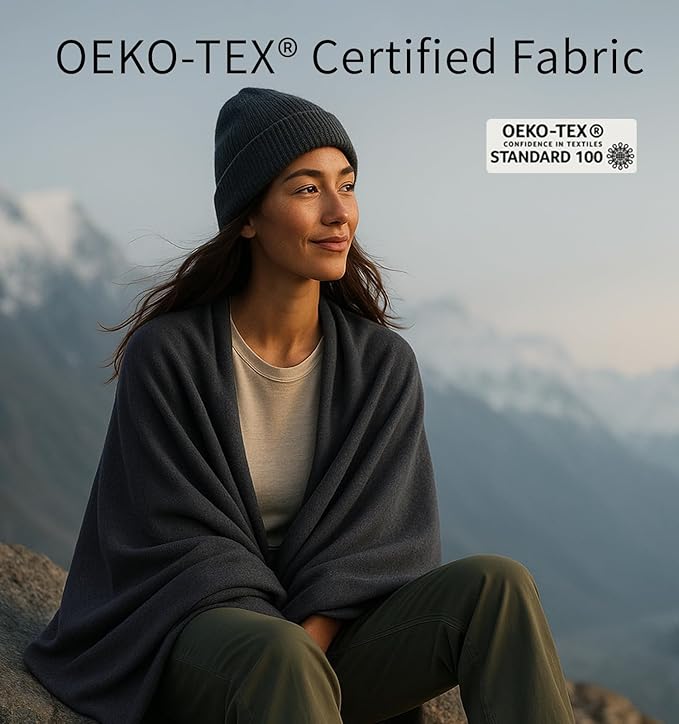 Litume Travel Camping Blanket Lightweight and Breathable, 67 x 48 in Soft Airplane Flight Blanket for Travelers, Foldable Sheet with Stuff Sack for Train, Camp, backapcking, Office, Home (E651 Grey)