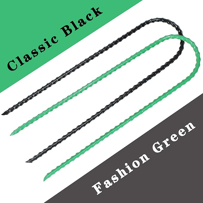 Nigh Coated Rebar Trampoline Wind Stakes Set of 12 Safety Ground Anchors Stakes Extra Heavy Duty Metal Landscape Staples 10 Inches Long (Black)