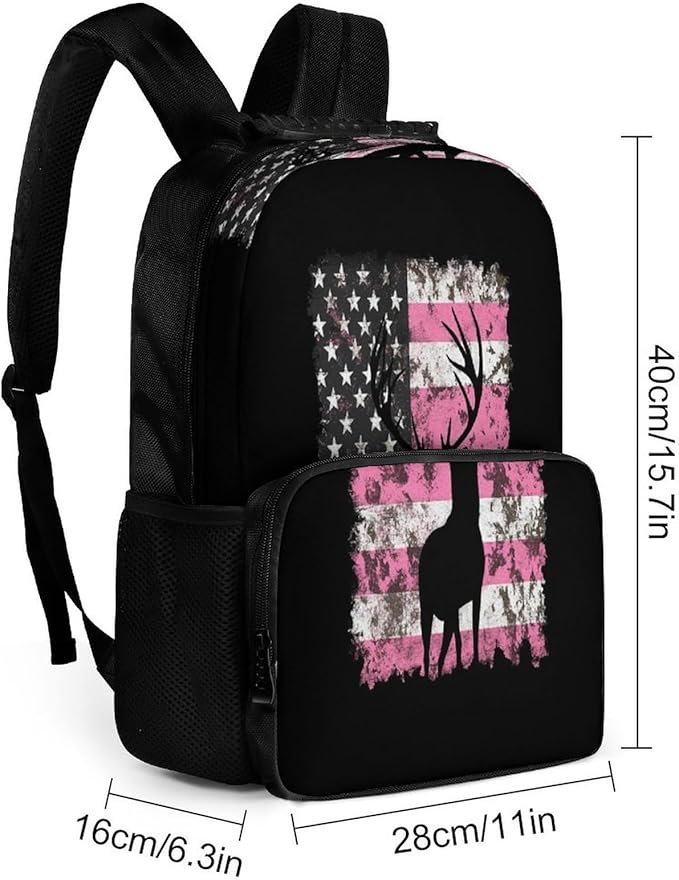 Lightweight Rucksacks for Climbing Outdoors Walking Cycling, Large Capacity Anti-Theft Multipurpose Carry On Bag, American Flag Camo Deer Hunting Pink Camouflage Camping Outdoor Backpack