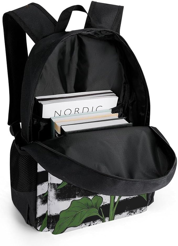 Supdreamc Men Women Polyester American Thin Black Line Flag Sunflower Art Backpack Large Capacity Bookbag With Smooth Zippers for Climbing Picnic Bicycle