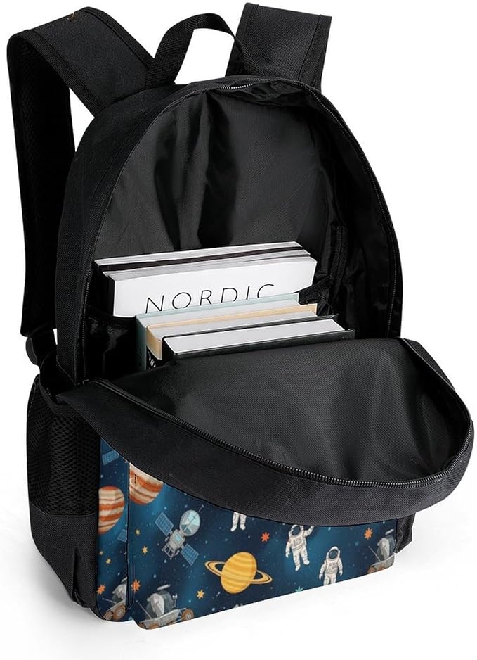 Versatile Polyester Backpack with Large Capacity for Business and Casual Activities, Galaxy Space Planet Astronaut Tavel Hiking Camping