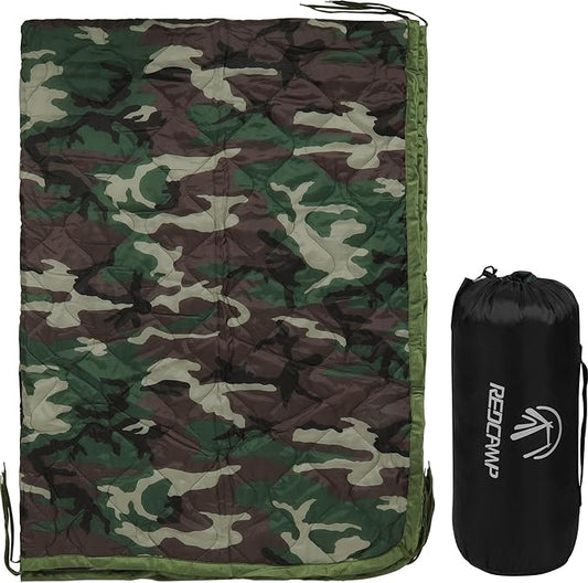 REDCAMP Wobbie Military Poncho Liner Blanket, Thermal Insulated Camping Blanket for Hiking, Survival Compression Carry Bag