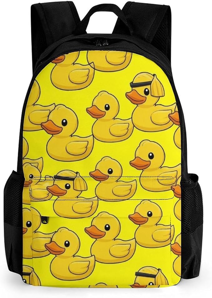 Men Women Lightweight Funny Rubber Duck Yellow Backpack Large Capacity Carry On Bag With Padded Straps for Sports Work Walking Cycling