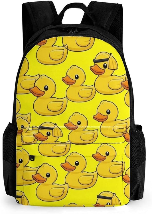 Men Women Lightweight Funny Rubber Duck Yellow Backpack Large Capacity Carry On Bag With Padded Straps for Sports Work Walking Cycling