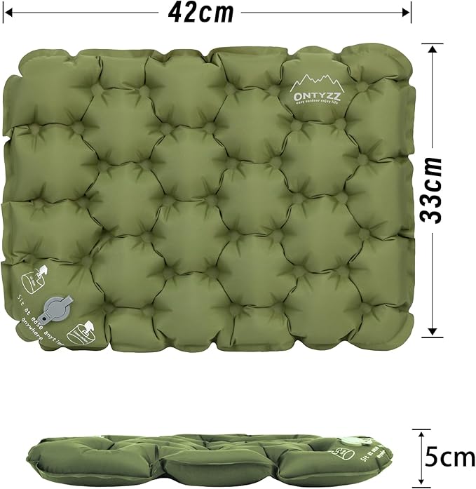 ONTYZZ Inflatable Seat Cushion Lightweight Stadium Seat Pad Travel Air Seat Cushion for Hiking Office Airplane Stadium Car