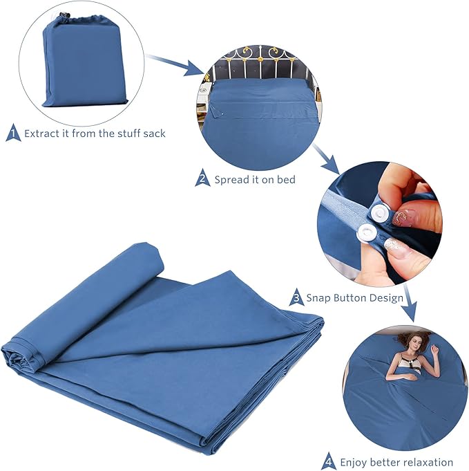 Travel and Camping Sheets Sleeping Bag Liner,Lightweight Travel Sheets for Hotel Portable Hotel Sleeping Bag Sack for Adults,Premium Soft Hotel Sleep Sheet for Traveling Hostels Picnic