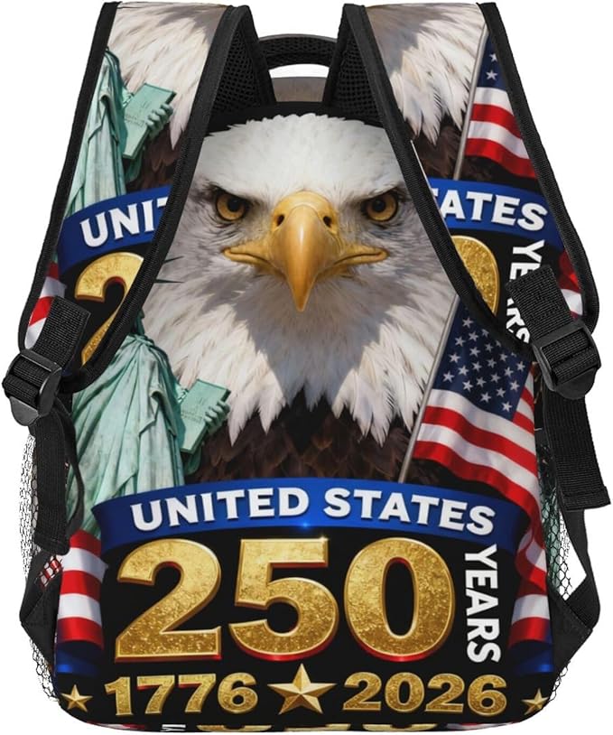 Rucksacks Lightweight Multipurpose Anti-Theft USA 250th Anniversary America Patriotic Art Shoulder Bag Big Capacity Traveling Camping Backpack With Side Pockets