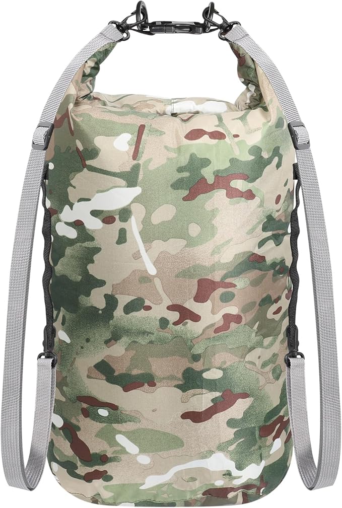Dry Bags Waterproof Dry Sacks Camouflage Small Lightweight Dry Bag with Strap for Paddle Board Kayaking Fishing Camping Hiking (20L)