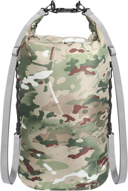 Dry Bags Waterproof Dry Sacks Camouflage Small Lightweight Dry Bag with Strap for Paddle Board Kayaking Fishing Camping Hiking (20L)