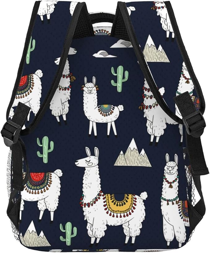 Backpack Lightweight Anti-Theft Multipurpose Alpaca Sloth And Catus Art Shoulder Bag Large Capacity Travel Hiking Backpack With Padded Straps