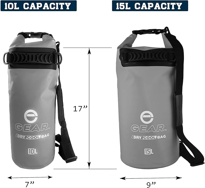 Enthusiast Gear Insulated Dry Bag Floating Cooler – 10L / 15L / 25L Roll Top, Leak Proof, Waterproof, Collapsible, with Padded Shoulder Strap - Perfect for Kayaking Fishing Beach