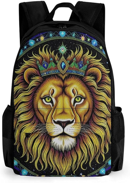 Supdreamc Daypack Polyester Anti-Theft Multipurpose Trippy King Of The Lion Art Bookbag Big Capacity Gym Outdoor Hiking Backpack With Adjustable Shoulder Straps