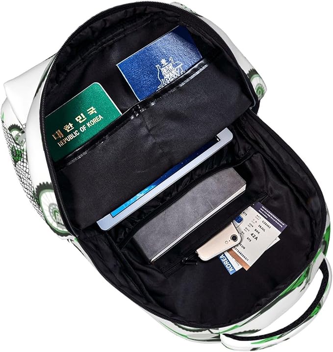Men Women Polyester Motorcycle Green Dirt Bike Green Daypack Big Capacity Shoulder Bag With Smooth Zippers for Hiking Work Walking Cycling