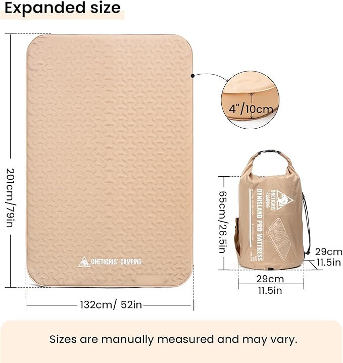 ONETIGRIS CAMPING DYNISLAND PRO Sleeping Pad,Self Inflating Camping Mattress for 2 Person,Built-in Foot Pump,Ultralight Sleeping Mat Compact for Camping Backpacking Hiking Traveling Tent（Coyote Brown）