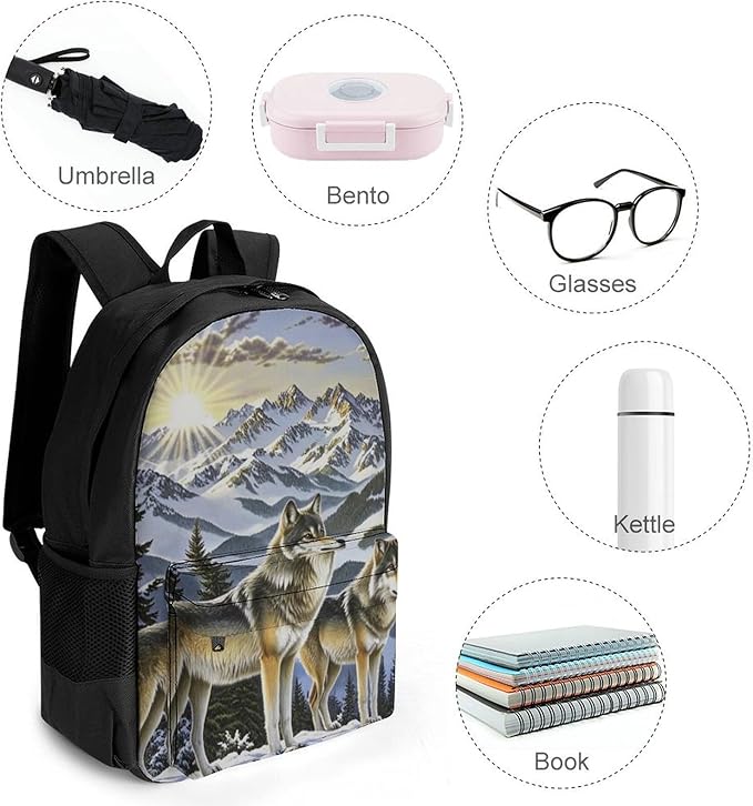 Adults Lightweight Alaska Dog Family Mountain Rucksacks Large Capacity Bookbag With Adjustable Shoulder Straps for Trekking Outdoors Bicycle