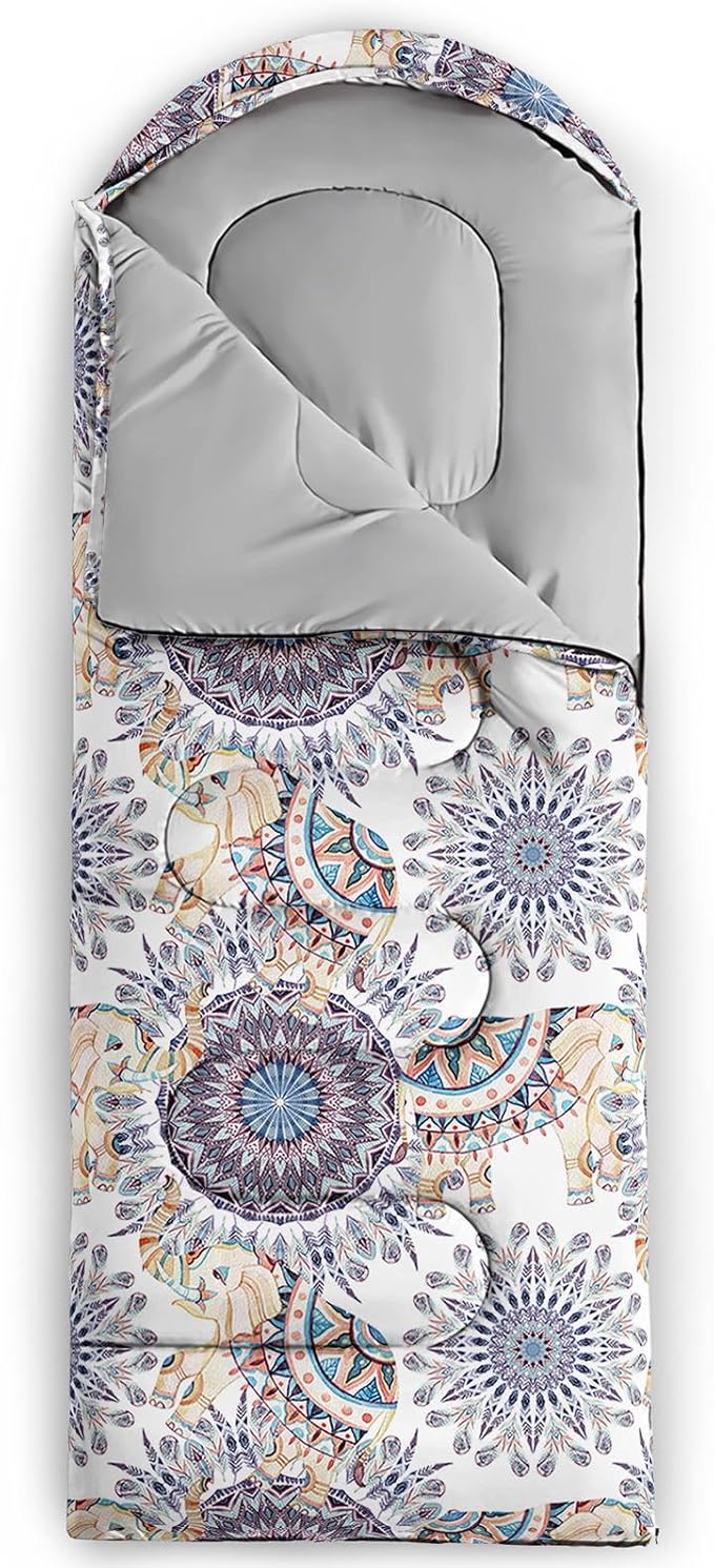 Kids Sleeping Bag for Boys Girls,Bohemian Cowboy Print-Lightweight Warm Portable Outdoor Indoor-Waterproof Cold Weather Resistant Sleeping Bag for Camping Hiking