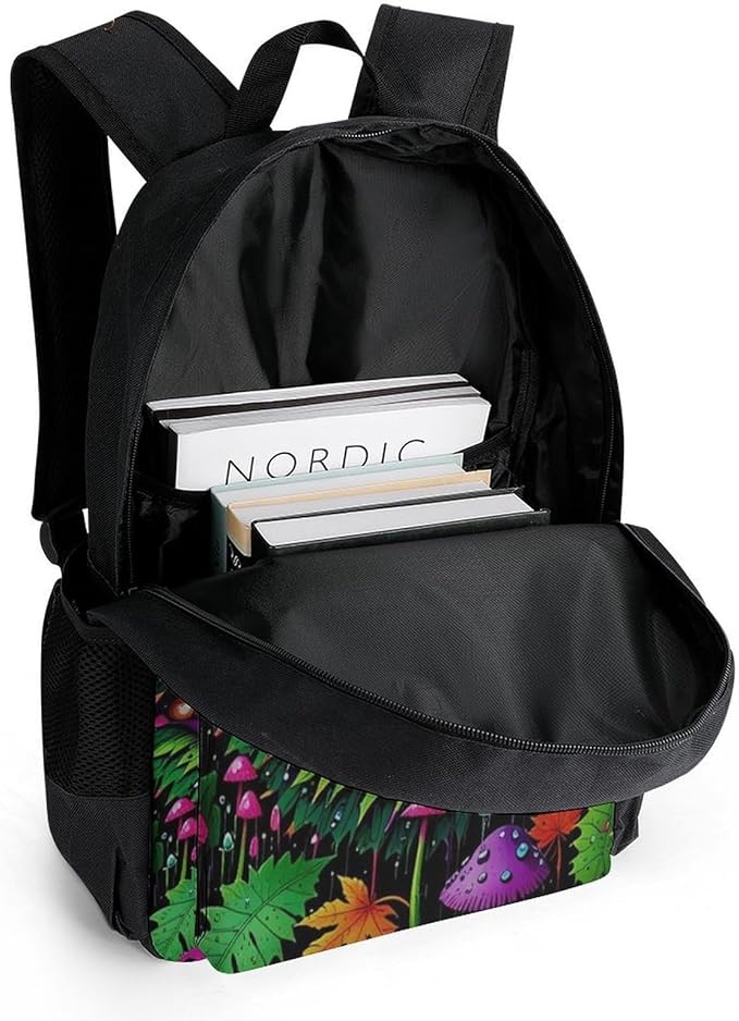 Lightweight Daypack for Camping Business Walking Cycling, Large Capacity Anti-Theft Multipurpose Bookbag, Trippy Eye Mushroom Art Gym Outdoor Hiking Backpack