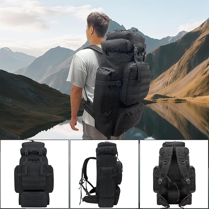 80L/100L Hiking Camping Backpack Outdoor Travel Climbing Rucksack Military Trekking Knapsack Molle 3 Days Assault Pack