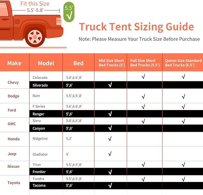 Goplus Truck Bed Tent, Waterproof PU2000mm Pickup Truck Tent for 2 Person with Removable Rainfly, Carry Bag, Mesh Window, 5.5’-5.8’ Portable Full Size Short Bed Truck Tent for Camping Traveling Hiking