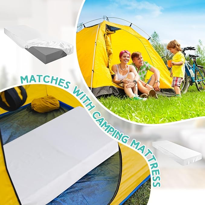 Breling Fitted Sheet (Sheet Only) Compatible with Milliard Trifold Mattress Folding Mattress Fitted Microfiber Bedclothes for Camp Bunk Rvs Bed(White,2 Pcs,Single,4'')