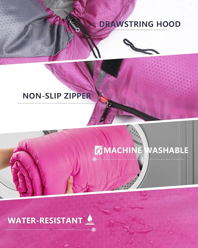 Sleeping Bags for Adults Cold Weather - 20 Degree Big&Tall Size Backpacking Lightweight Waterproof for Girls Boys Mens Teen Women for Camping Hiking Outdoor Travel Hunting with Compression Bags