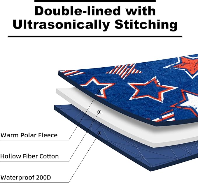 Outdoor Waterproof Blanket, Foldable Fleece Stadium Blanket for Outdoor Sports Event, Camping, Car, Pet, Picnics - Windproof, Wearable, Machine Washable 80" x 58" (Blue Star)