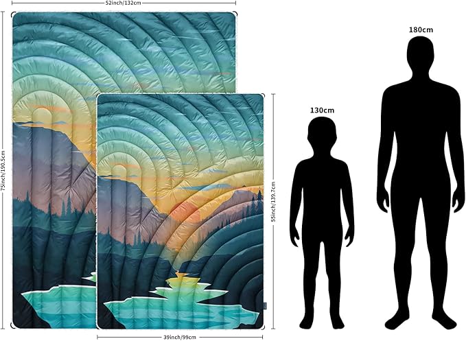 Outdoor Camping Blanket,Warm Thick Camp Blankets with Sherpa Lining Soft Fleece Camping Blanket Puffy Camping Quilt for Cold Weather Traveling, Stadium, Hiking, Picnics