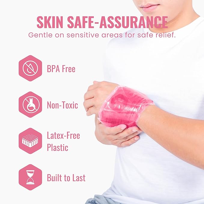 ICEWRAPS 6"x12" Flexible Gel Reusable Ice Packs for Injuries, After Surgery and Pain Relief | Neck, Knee, Hip, Back and Shoulder | Hot Cold Compress Swelling | 2 in a Pack, Pink