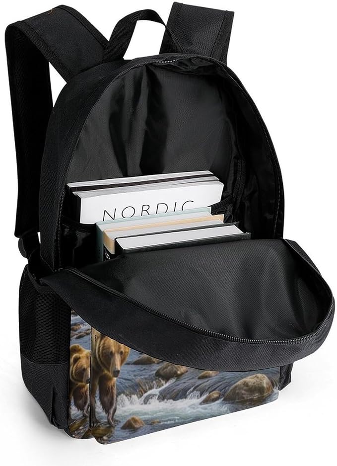 Lightweight Rucksacks for Camping Picnic Walking Cycling, Large Capacity Multipurpose Anti-Theft Carry On Bag, Western Mountain Bear Retro Travel Hiking Camping Rucksack