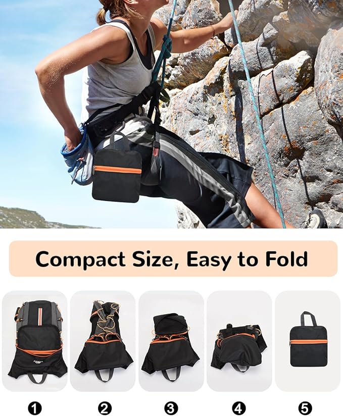 Foldable Cycling Backpack for Men Women, Small Packable Waterproof Hiking Daypack with Waist Belt, 6L Lightweight Mountain Bicycle Backpack fit Helmet for MTB Biking Skiing Climbing, Orange
