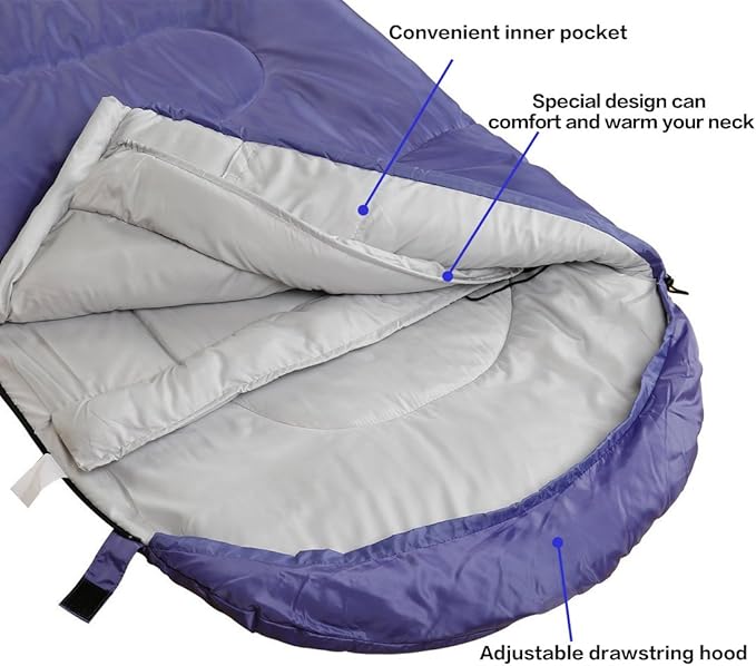 3-4 Season Sleeping Bag for Adults & Kids, Lightweight Warm Cold Weather Camping Bag with Waterproof Compression Sack – Portable for Hiking, Backpacking, Traveling & Outdoor Adventures
