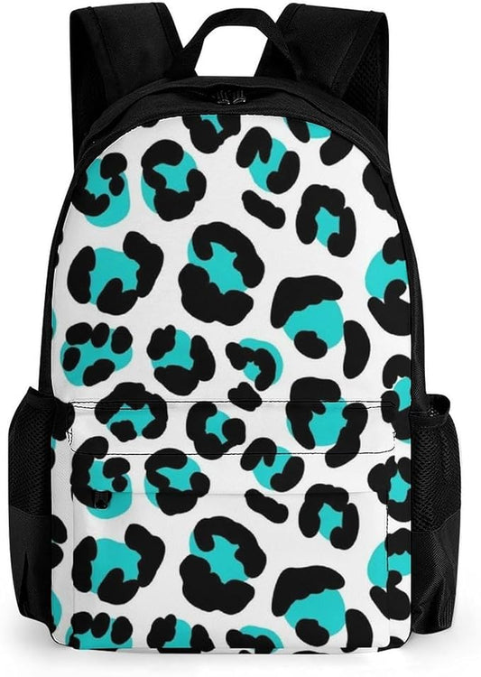 Lightweight Rucksacks for Camping Picnic Walking Cycling, Large Capacity Multipurpose Anti-Theft Carry On Bag, Cheetah Blue And Black Leopard Travel Hiking Camping Rucksack