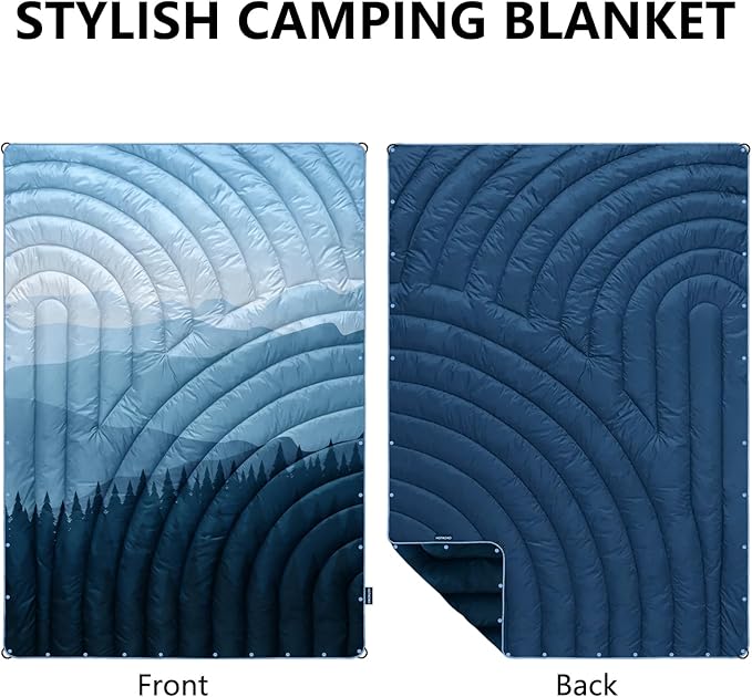 Camping Blanket,Puffy Printed Camping Blanket Lightweight Packable Outdoor Blanket for Camping,Traveling, Stadium, Hiking, Picnics