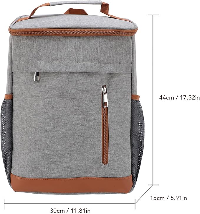 Dioche Cooler Backpack Cooler Backpack, Large Capacity, Leakproof, Multipocket Outdoor Picnic, Rainproof Design, Suitable for Beach Camping, Family Gatherings, Blue. (Gray with Orange)