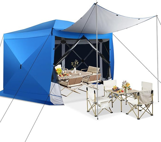 COBIZI Pop Up Gazebo Starry Sky Screen Tent Screen House with a mesh top for Camping, 12x12 Screen Room with Mosquito Netting, Hub Tent Instant Screened Canopy with Carrying Bag, Blue