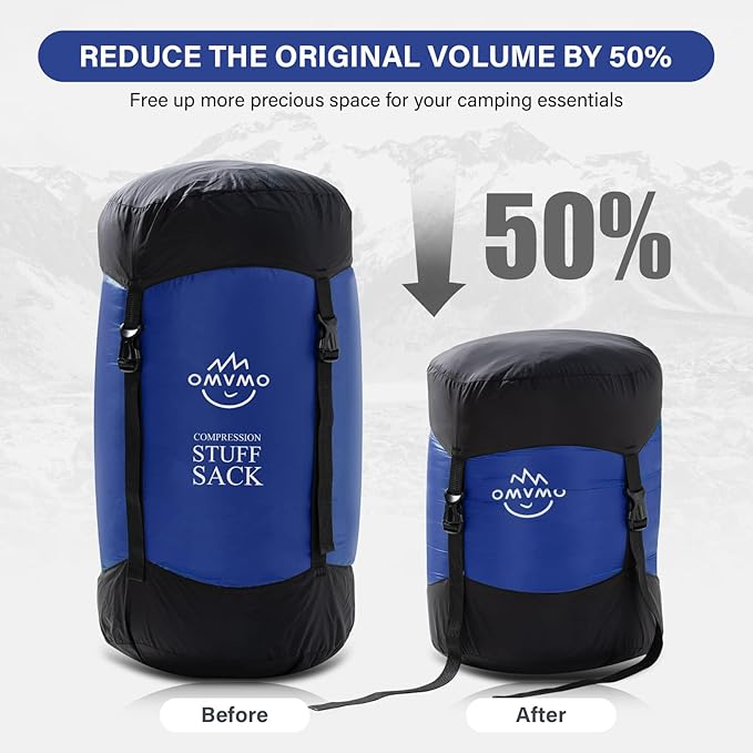 Compression Sack, 12L/19L/32L/46L/53L Water-Resistant Sleeping Bag Stuff Sack,Anti-Tear Ultra Light 400T 20D Nylon Storage Bag,Space Saving Gear for Camping Hiking Travel 1Pcs